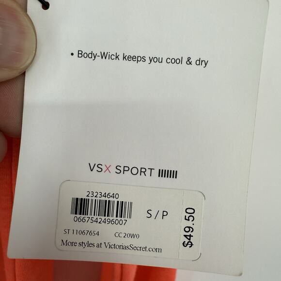 Victorias Secret VSX Sport Open Keyhole Back Top size Small Neon Orange NEW - Picture 5 of 10